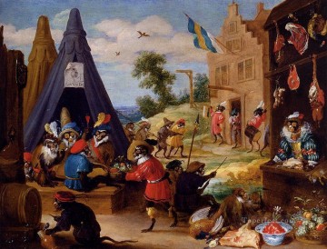 David Teniers the Younger Painting - A Festival Of Monkeys David Teniers the Younger